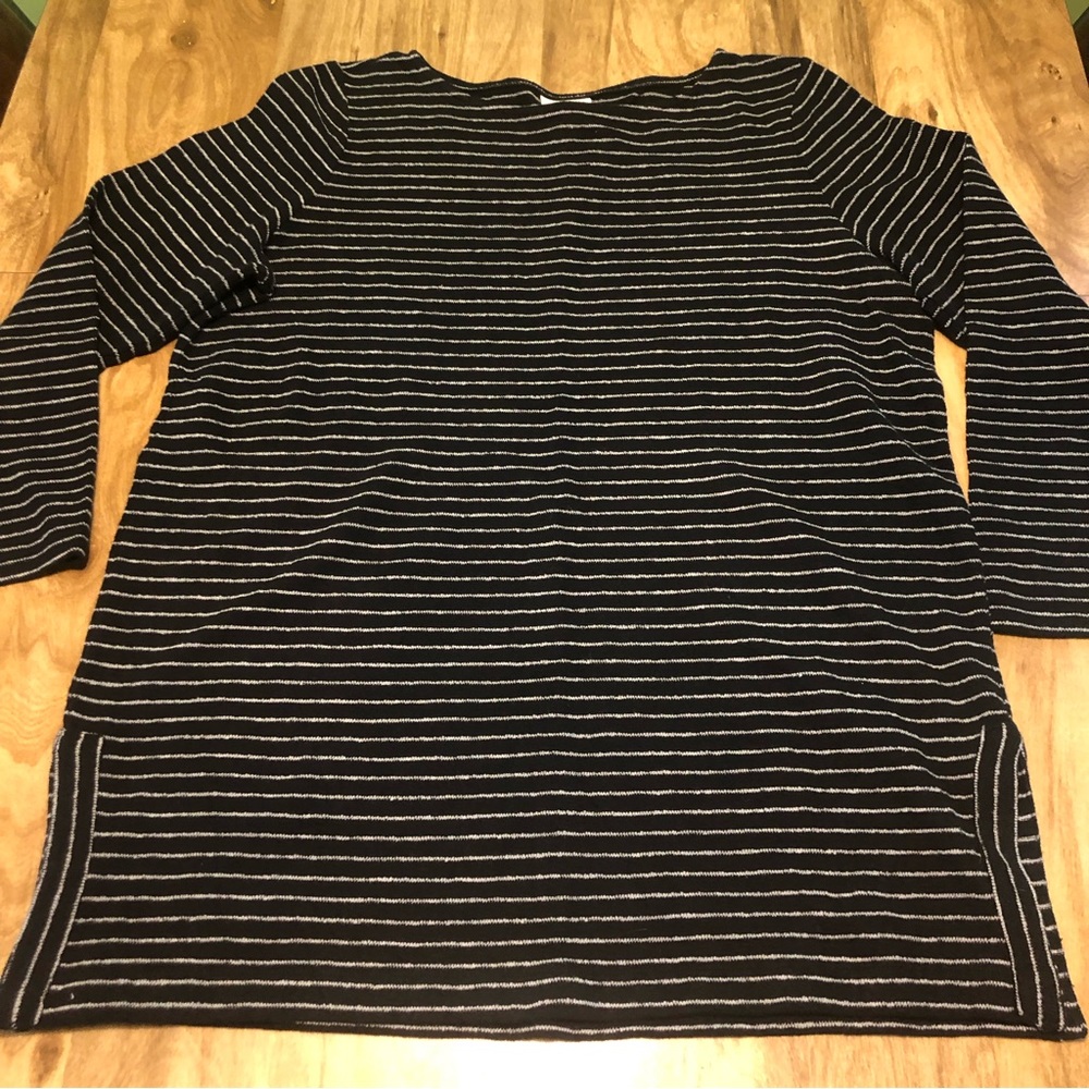 J. Jill Heavy Cotton 3/4 Sleeve Pullover Tunic Stripes Large